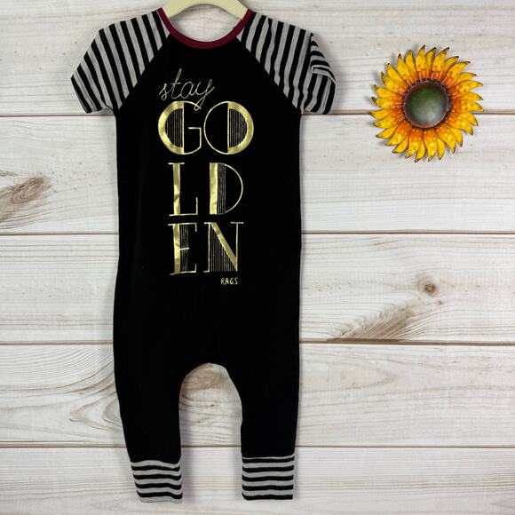 rags stay golden short sleeve toddler romper‎ 2T - Picture 1 of 3